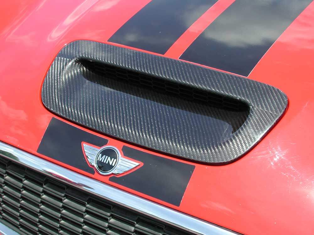 Genuine carbon fiber hood scoop for Gen 2 models R56, R55, R57 & R59 2007-15 - 0