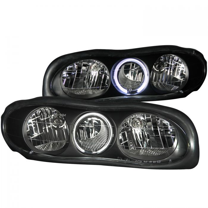 ANZO 1998-2002 Chevrolet Camaro Crystal Headlights w/ Halo Black