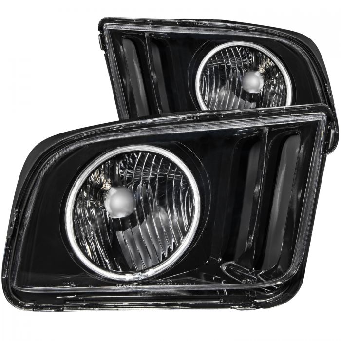 ANZO 2005-2009 Ford Mustang Crystal Headlights w/ Halo Black (CCFL)