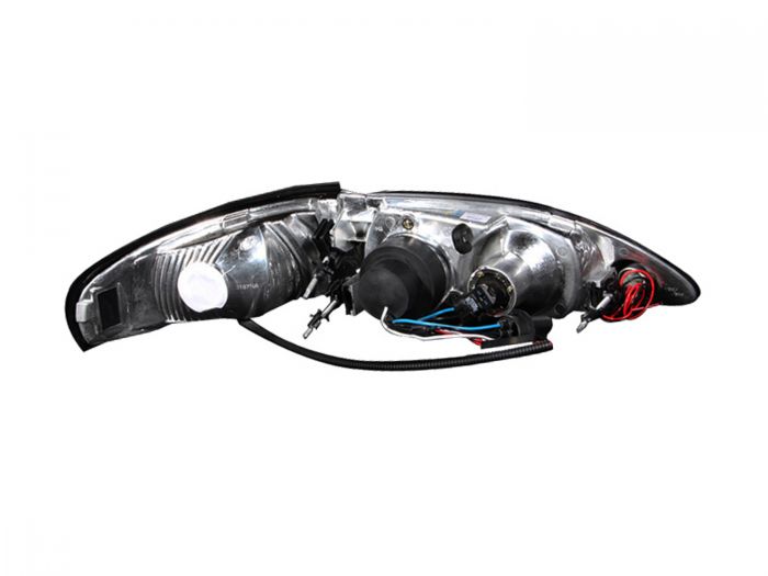 ANZO 1994-1998 Ford Mustang Projector Headlights w/ Halo Black 1pc - 0