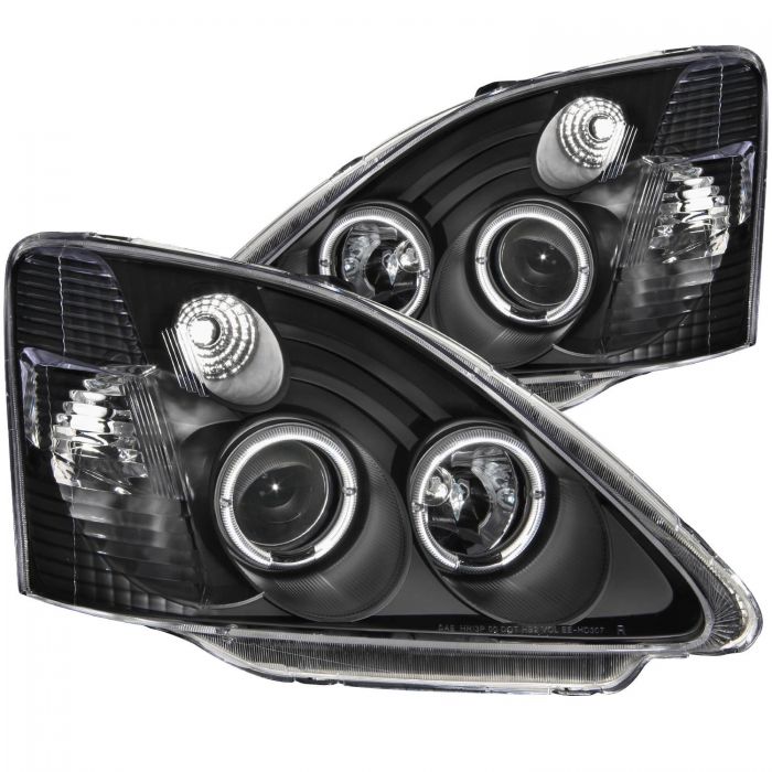 ANZO 2002-2004 Honda Civic Projector Headlights w/ Halo Black