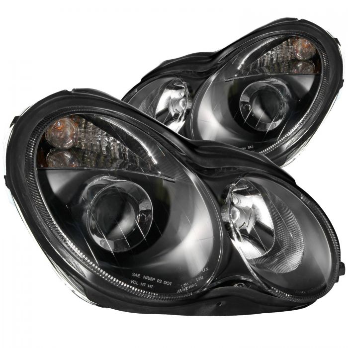 ANZO 2001-2007 Mercedes Benz C Class W203 Projector Headlights Black