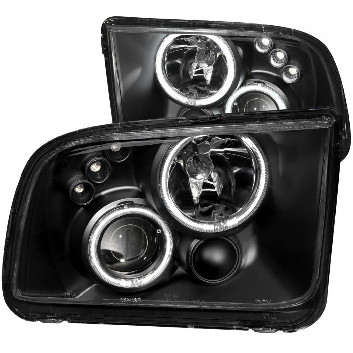 ANZO 2005-2009 Ford Mustang Projector Headlights w/ Halo Black