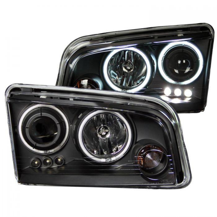 ANZO 2006-2010 Dodge Charger Projector Headlights w/ Halo Chrome (CCFL)