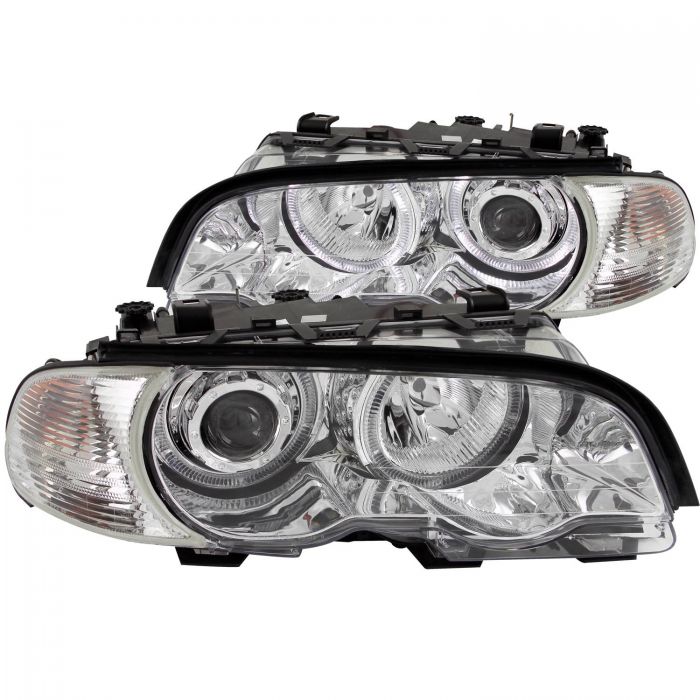 ANZO 2000-2003 BMW 3 Series E46 Projector Headlights w/ Halo Chrome