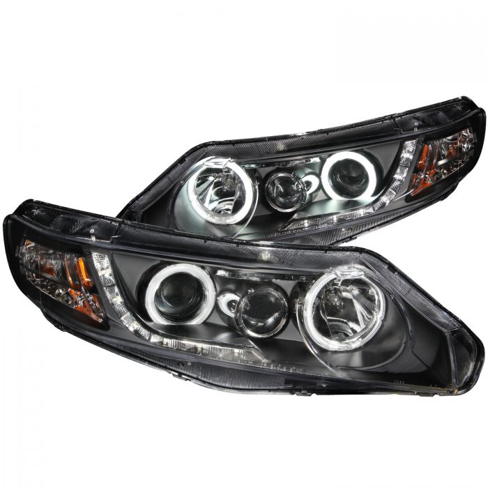 ANZO 2006-2011 Honda Civic Projector Headlights w/ Halo Black (CCFL)