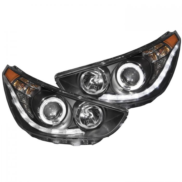 ANZO 2012-2013 Hyundai Accent Projector Headlights w/ Halo Black (CCFL)