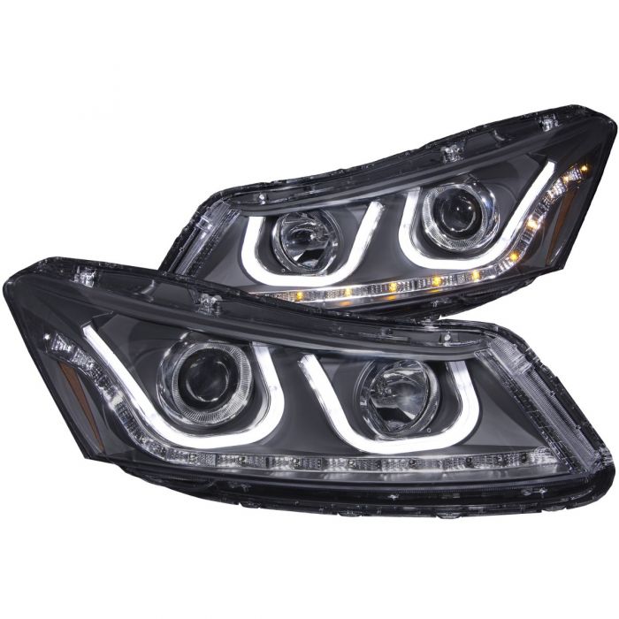 ANZO 2008-2012 Honda Accord Projector Headlights w/ U-Bar Black