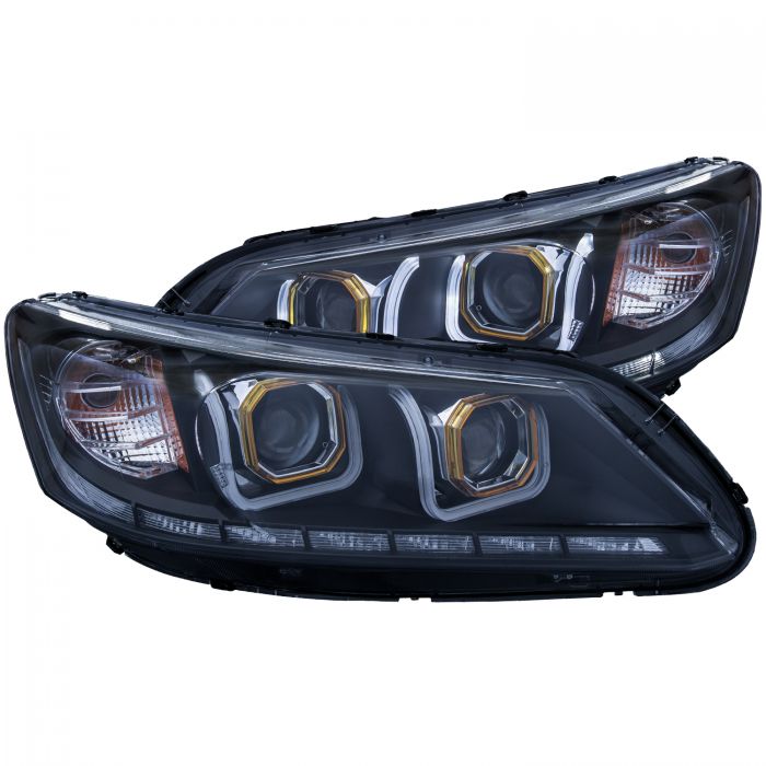 ANZO 2013-2015 Honda Accord Projector Headlights w/ U-Bar Black