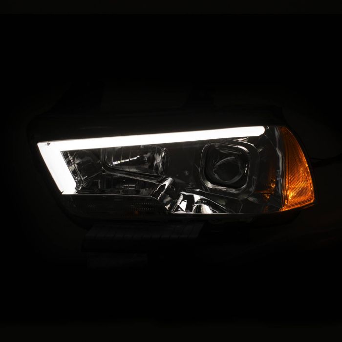 ANZO 11-14 Dodge Charger Projector Headlights w/ Plank Style Design Chrome w/ Amber - 0