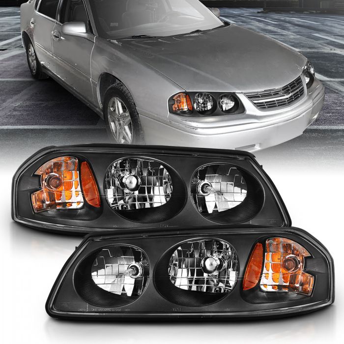 ANZO 2000-2005 Chevy Impala Crystal Headlight Black Amber