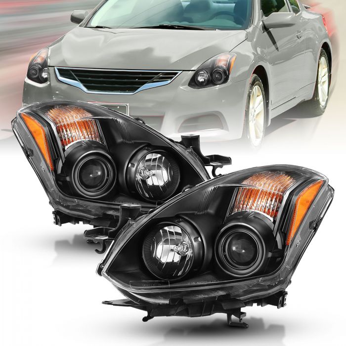 ANZO 2010-2013 Nissan Altima Projector Headlight Black (Halogen Type)