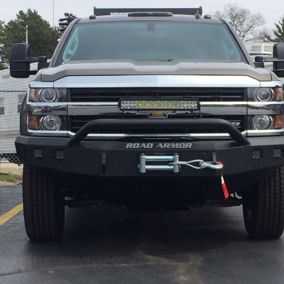 Road Armor 15-19 Chevy 2500 Stealth Front Winch Bumper w/Pre-Runner Guard - Tex Blk - 0