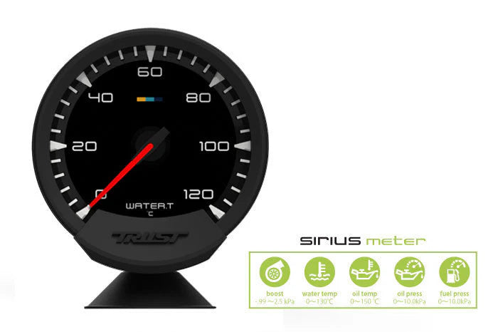 GReddy Sirius Meter - Water Temp 0/120 (Deg.C) 74mm Analog Gauge (w/Water Temp Sensor & Harness Set)