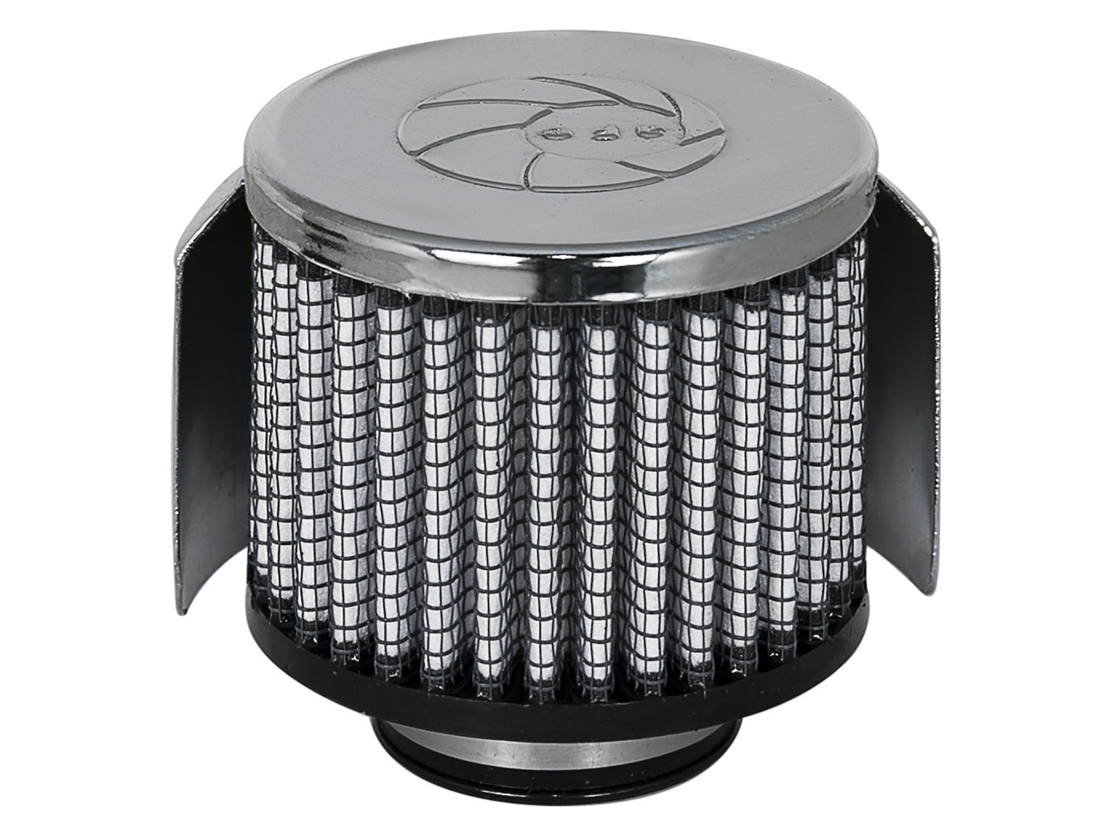 Magnum FLOW Crankcase Vent Filter w/ Pro DRY S Media 1-3/8 IN F x 3 IN B x 3 IN T x 2-1/2 IN H - w/ Chrome Heat Shield