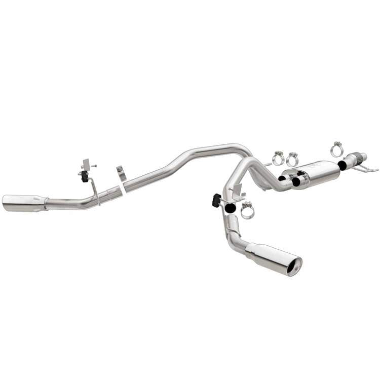 MagnaFlow Cat-Back, SS, 2.5/3in, Dual Split Rear 4in Tip 2015 Ford F150 2.7L V6T Ext Cab