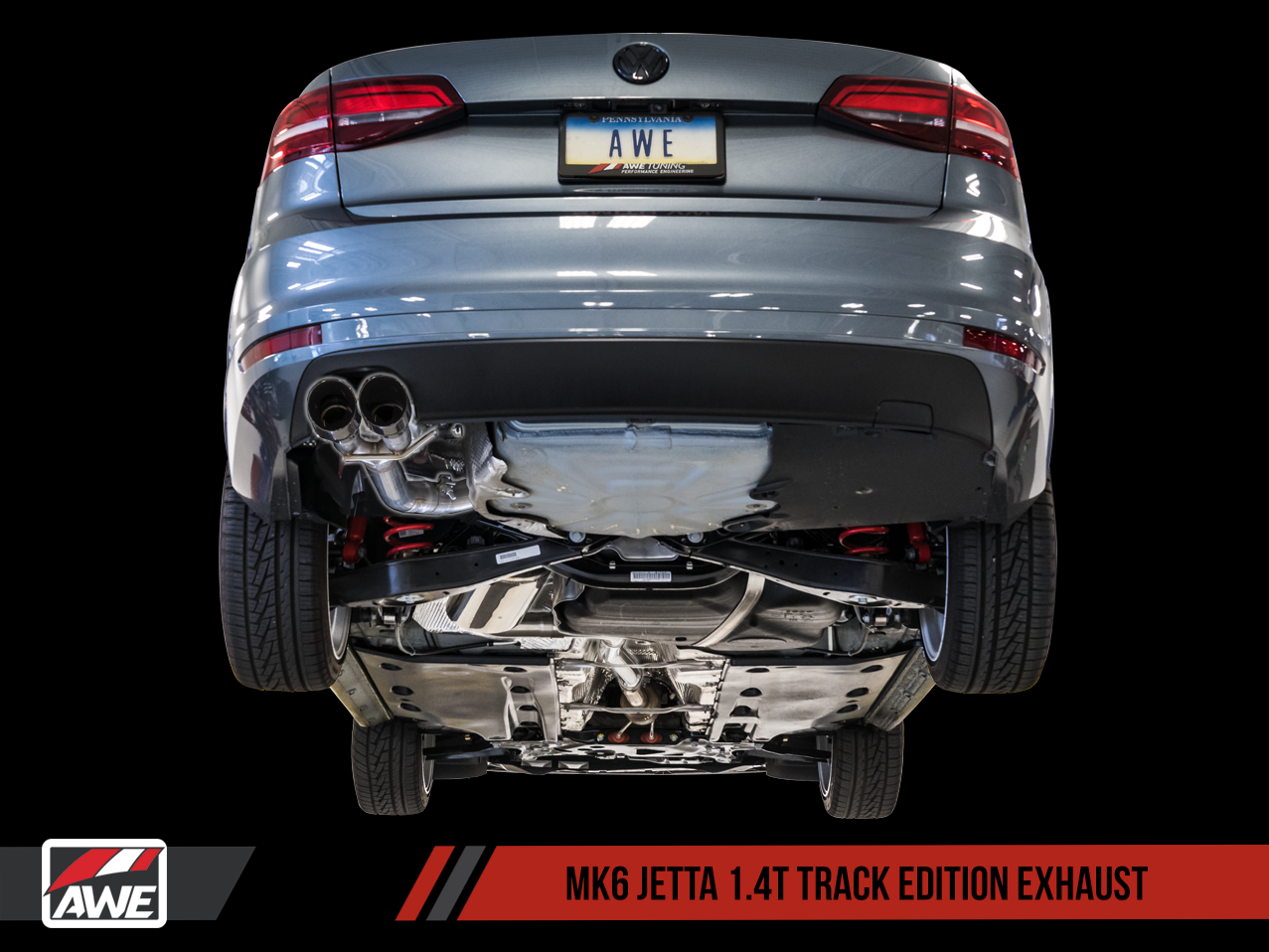 AWE Track Edition Exhaust for MK6 Jetta 1.4T - Diamond Black Tips - 0