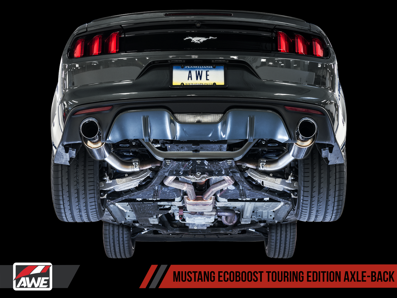 AWE Touring Edition Axle-back Exhaust for S550 Mustang EcoBoost - Diamond Black Tips