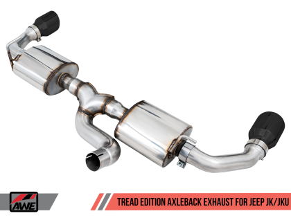 AWE Tread Edition Axleback Dual Exhaust for Jeep JK/JKU 3.6L - Diamond Black Tips