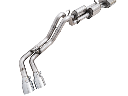 AWE 0FG Exhaust with BashGuard for 3rd Gen Tacoma - Dual Chrome Silver Tips