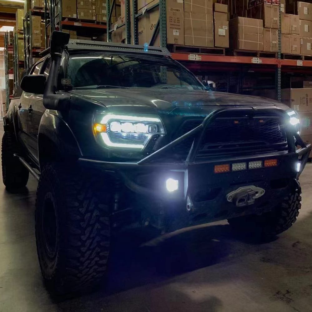 AlphaRex 12-15 Toyota Tacoma NOVA LED Proj Headlights Plank Style Black w/Activ Light/Seq Signal/DRL