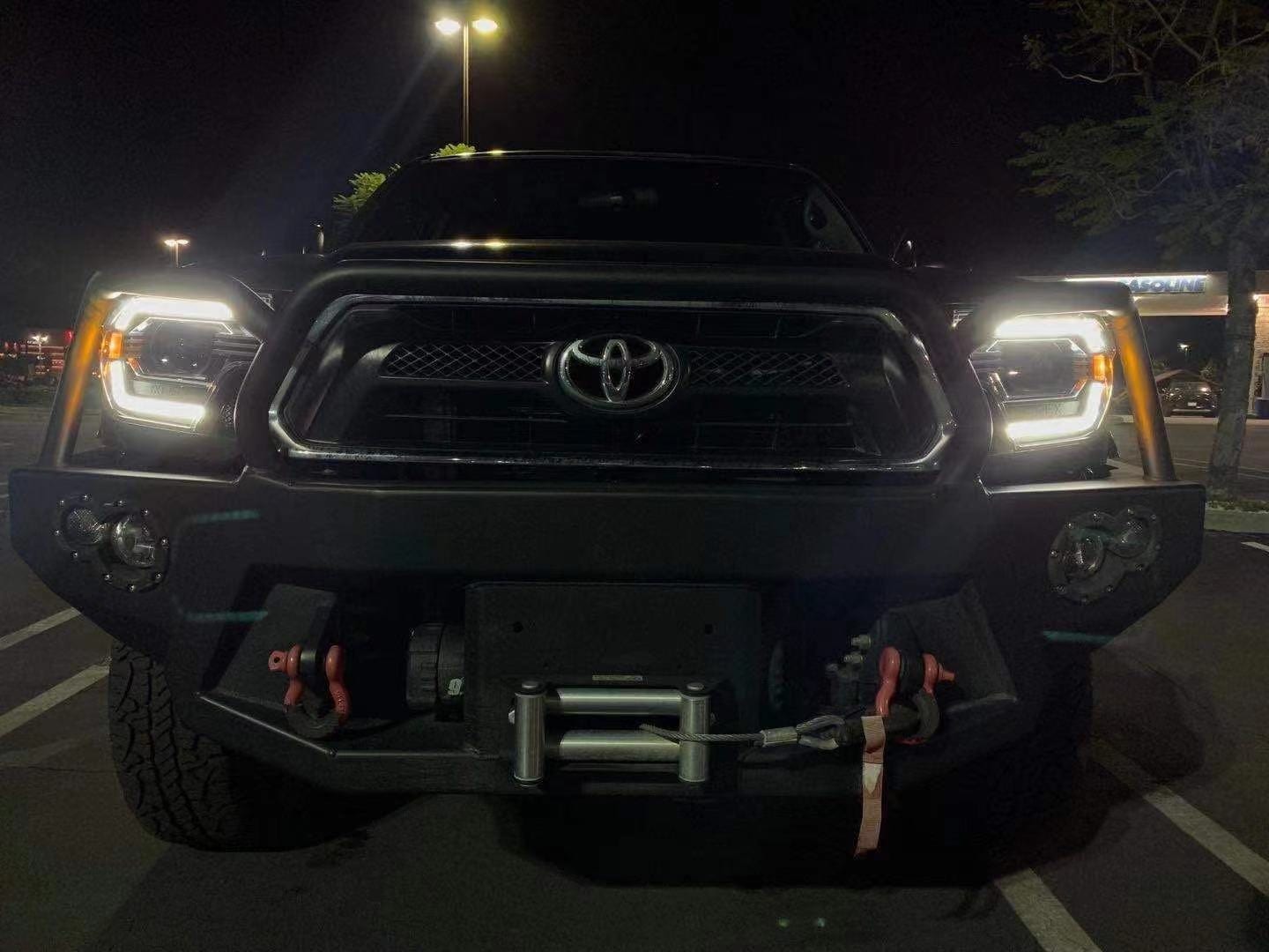 AlphaRex 12-15 Toyota Tacoma PRO-Series Projector Headlights Plank Style Alpha Black w/DRL