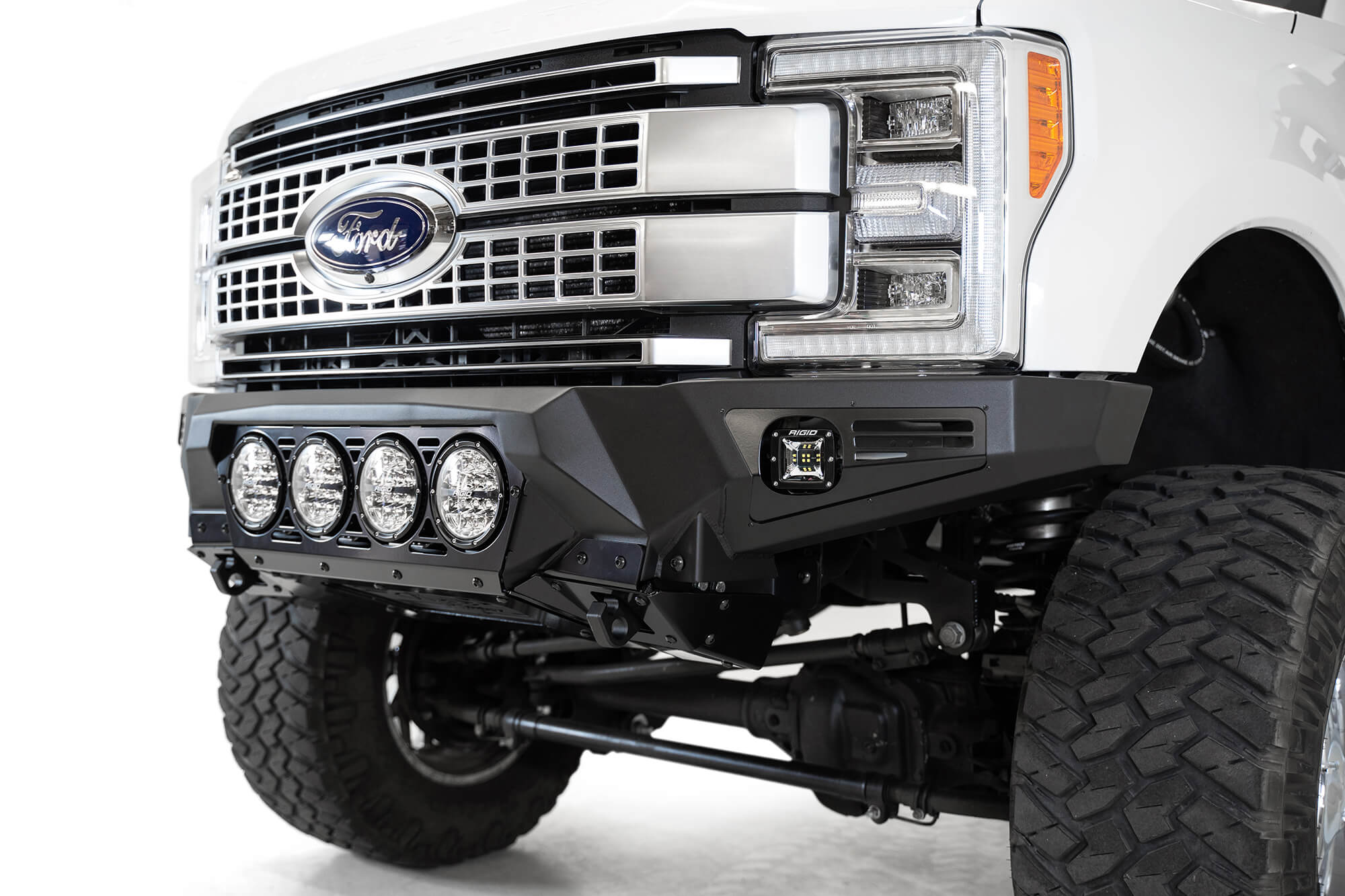 Addictive Desert Designs 17-20 Ford Super Duty Bomber Front Bumper w/ Mounts For 4 Rigid 360 6in