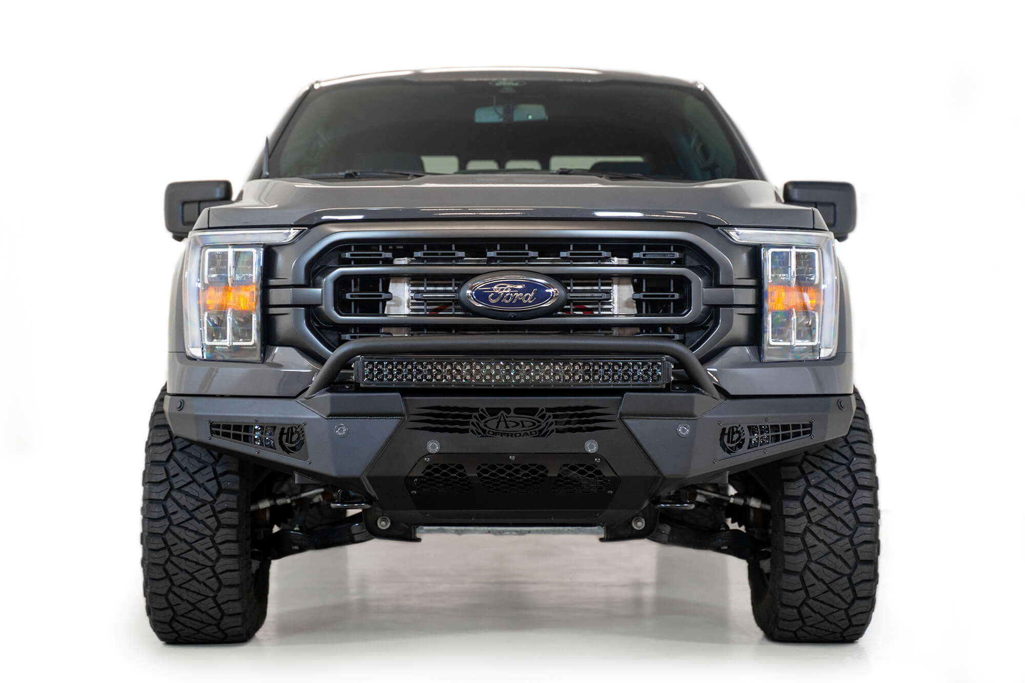 Addictive Desert Designs 2021 Ford F-150 HoneyBadger Front Bumper w/ Top Hoop