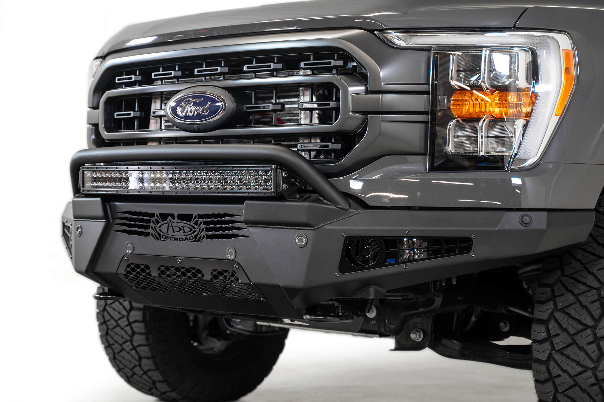 Addictive Desert Designs 2021 Ford F-150 HoneyBadger Front Bumper w/ Top Hoop