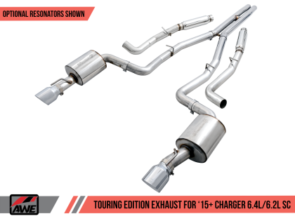 AWE Touring Edition Exhaust for 15+ Charger 6.4 / 6.2 SC - Non-Resonated - Chrome Silver Tips