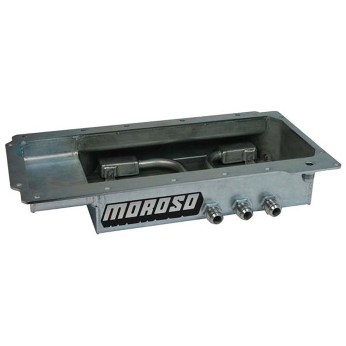 Moroso GM LS (w/Three Left Side Pick Ups) Fabricated Dry Sump 4in Steel Oil Pan