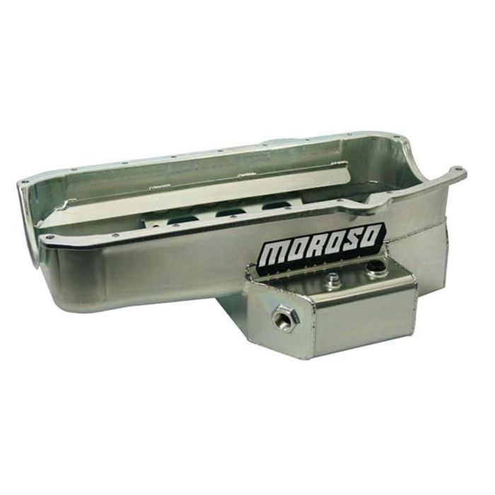 Moroso 86-Up Chevrolet Small Block (w/1 Piece Seal & Low Clearance) Wet Sump 7qt 7in Steel Oil Pan