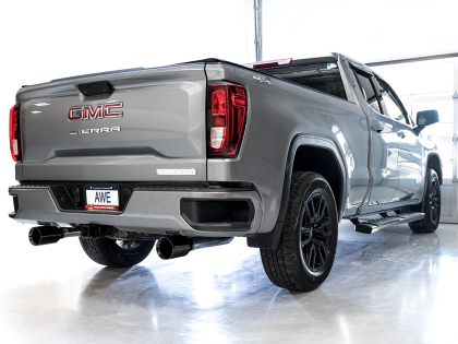 AWE 0FG Catback Split Rear Exit Exhaust for 4th Gen Silverado/Sierra 1500 5.3L (Flat Bumper) - Dual Diamond Black Tips