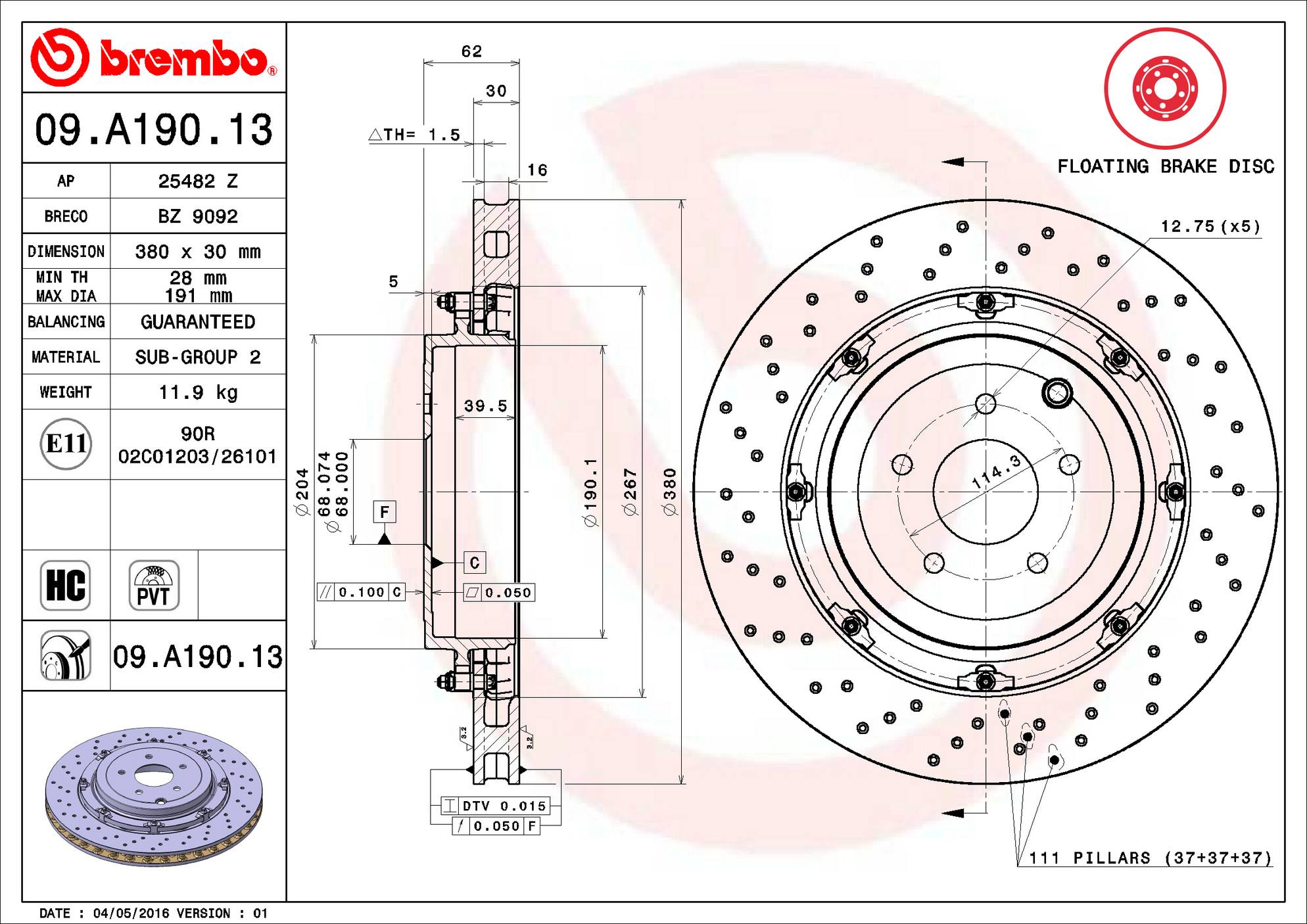 BREMBO OE ROTORS: 2015–2020 NISSAN GT-R - 0