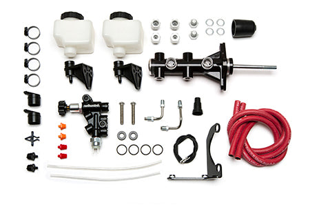 Wilwood Tandem Remote M/C Kit w L/H Brkt & Prop Valve - 7/8in Bore Black-W/Pushrod