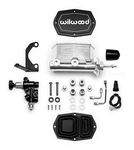 Wilwood Compact Tandem M/C - 7/8in Bore w/RH Bracket and Valve (Pushrod) - Ball Burnished