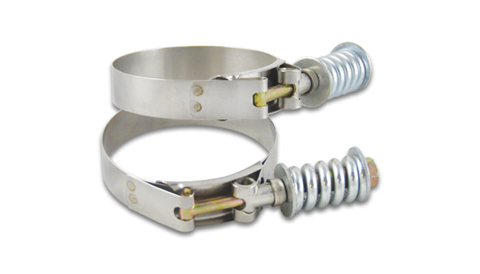 Stainless Steel Spring Loaded T-Bolt Clamps (Pack of 2) - Clamp Range: 2.25"-2.5