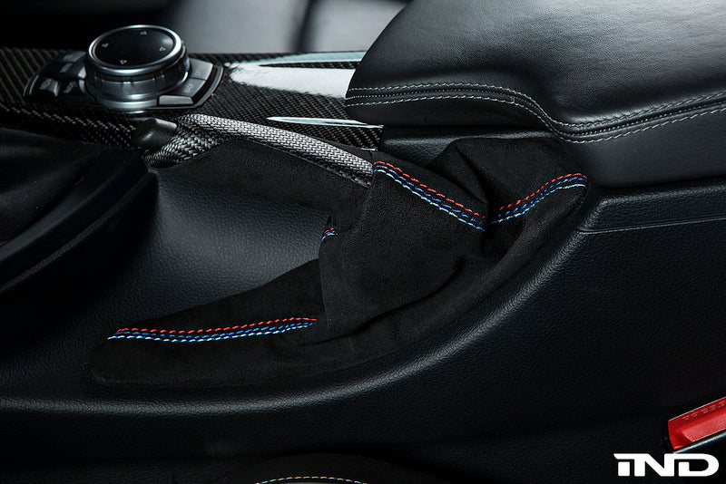 IND F8X M3 / M4 Matte Carbon + Alcantara Shift Boot Set - Straight Stitch