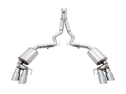 AWE Touring Edition Cat-back Exhaust for the 2018+ Mustang GT - Quad Chrome Silver Tips