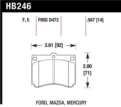 Hawk 91-02 Ford Escort / 92-94 Mazda MX-3 / 90-95 Protege HPS Street Front Brake Pads