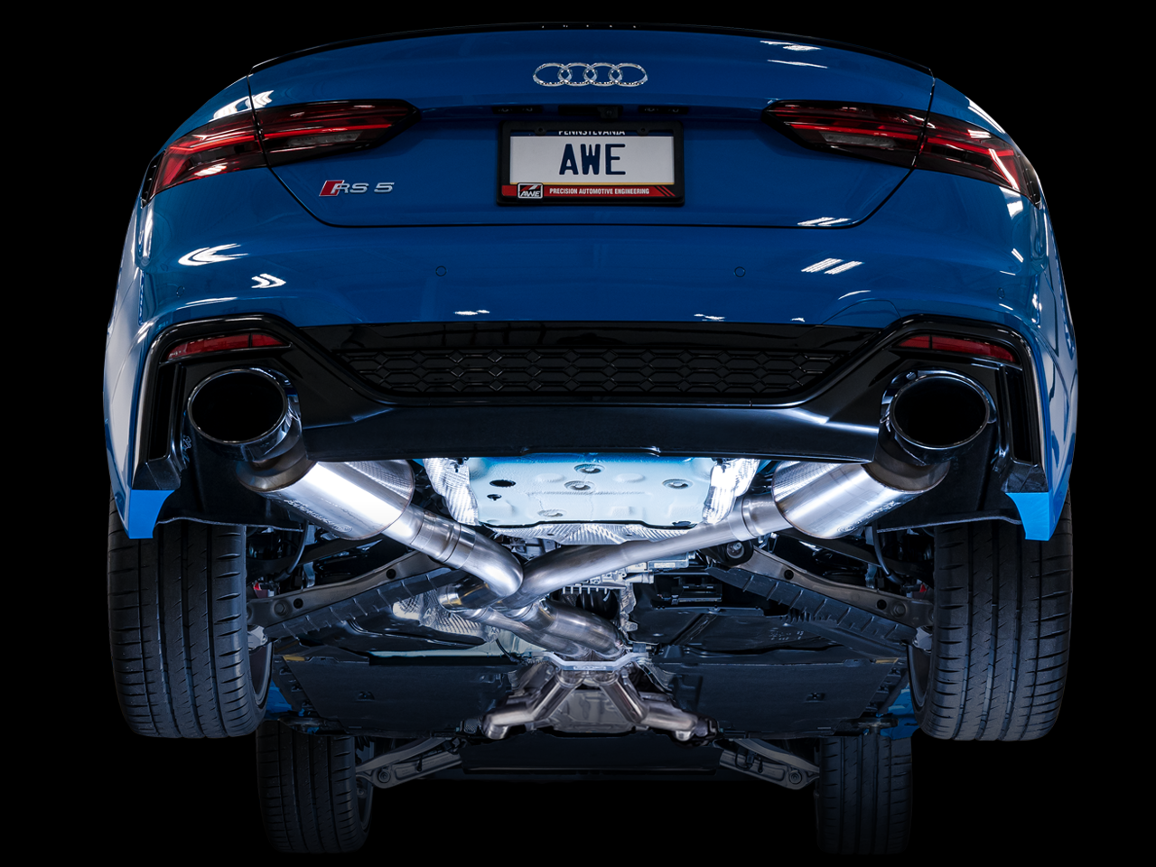 AWE Touring Edition Exhaust for Audi B9.5 RS 5 Coupe - Non-Resonated - Diamond Black RS-style Tips - 0