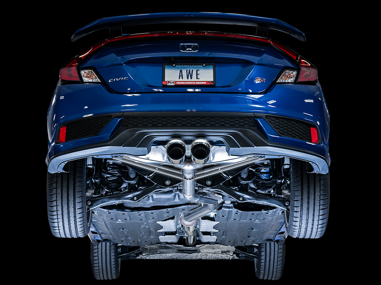 AWE Track Edition Exhaust for 10th Gen Civic Si Coupe / Sedan (includes Front Pipe) - Dual Diamond Black Tips