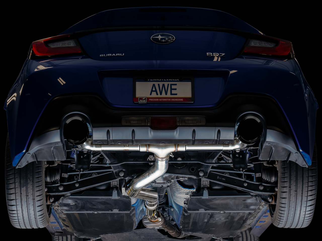 AWE Track Edition Exhaust for Subaru BRZ / Toyota GR86 / Toyota 86 / Scion FR-S - Diamond Black Tips