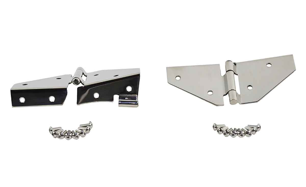 Kentrol 76-95 Jeep CJ/Wrangler YJ Windshield Hinge No Mirror Holes Pair - Polished Silver