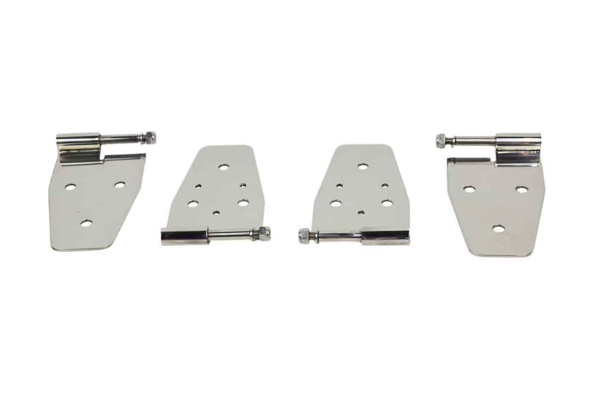 Kentrol 87-95 Jeep Wrangler YJ Door Hinge Set 4 Pieces - Polished Silver