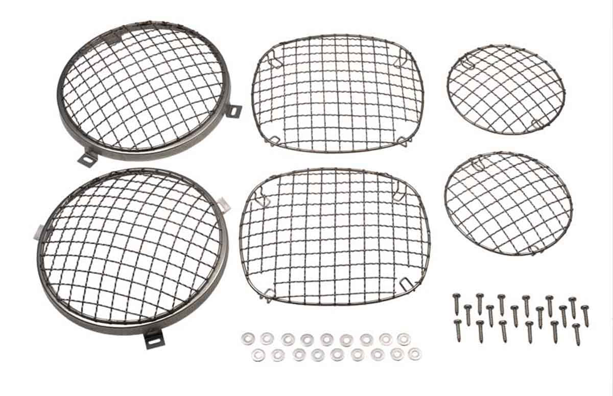 Kentrol 76-86 Jeep Wire Mesh Guard Set 6 Pieces CJ - Polished Silver