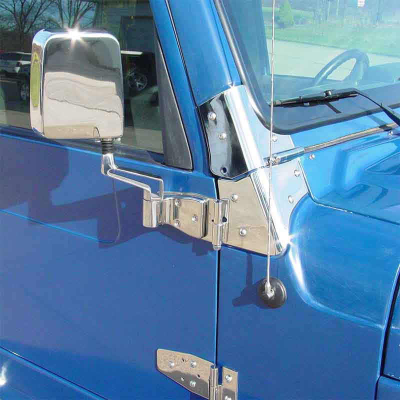 Kentrol 97-06 Jeep Wrangler TJ Windshield Hinge Pair - Polished Silver - 0