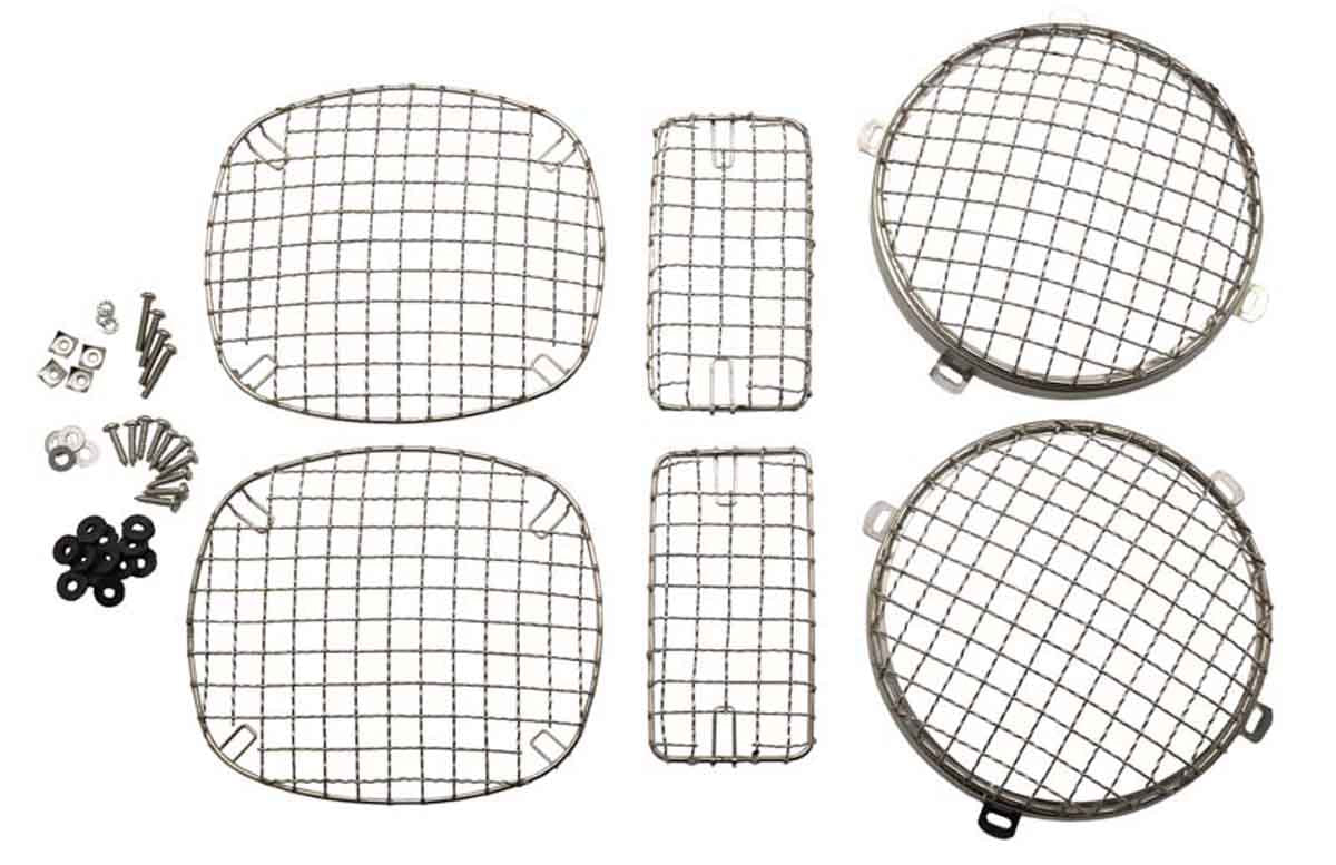 Kentrol 97-06 Jeep Wrangler TJ Wire Mesh Guard Set 6 Pieces - Polished Silver