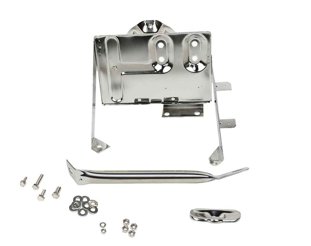 Kentrol 76-86 Jeep CJ Battery Tray with support arm - Polished Silver