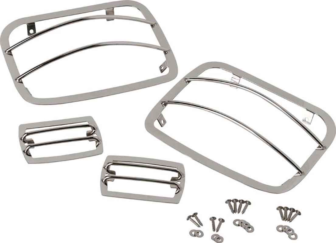 Kentrol 87-95 Jeep Wrangler YJ Light Guard Set 4 Pieces - Polished Silver